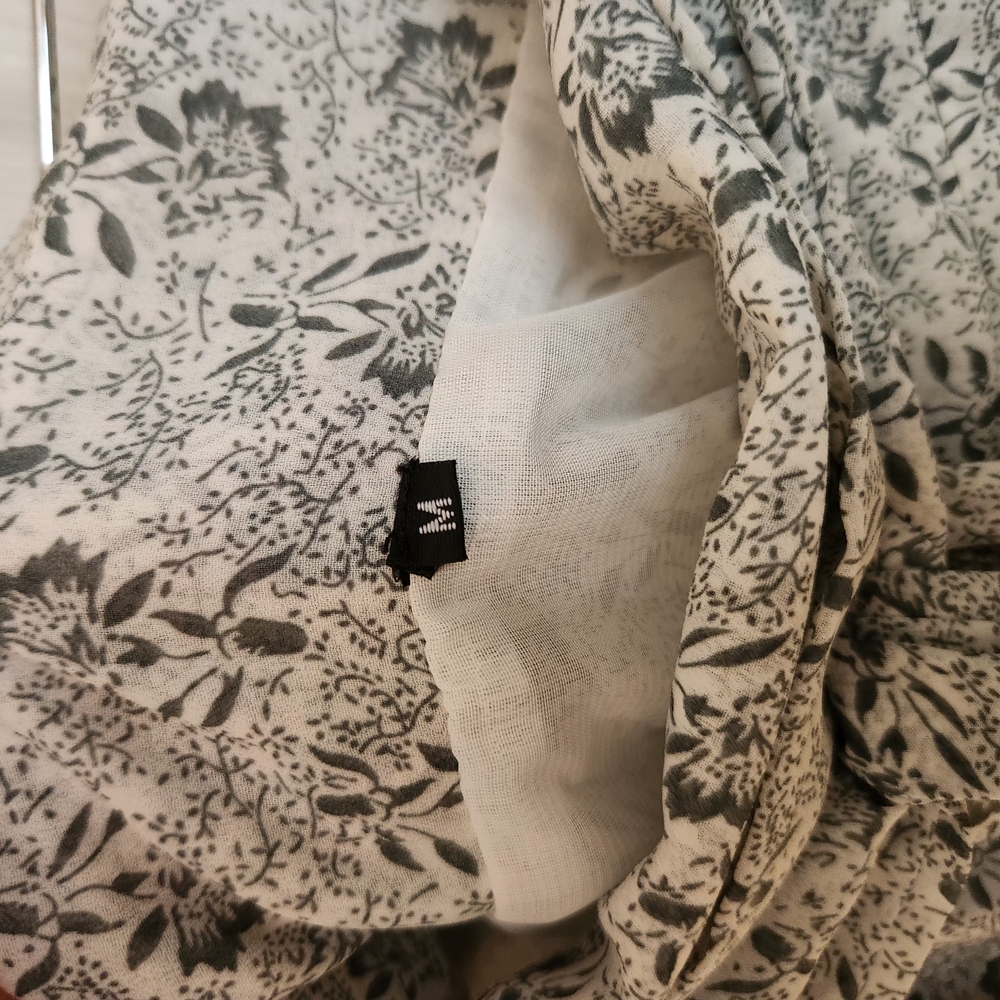 Prairie Floral Ruffley Wrap Skirt in Green Flowers On White - Picture 2 of 7